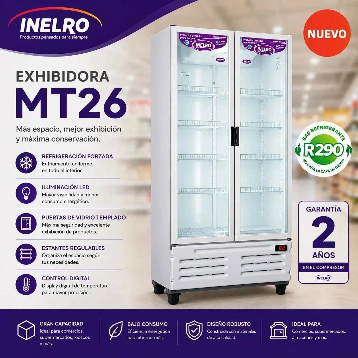 Exhibidora INELRO MT 26 R290 MT26 MT750