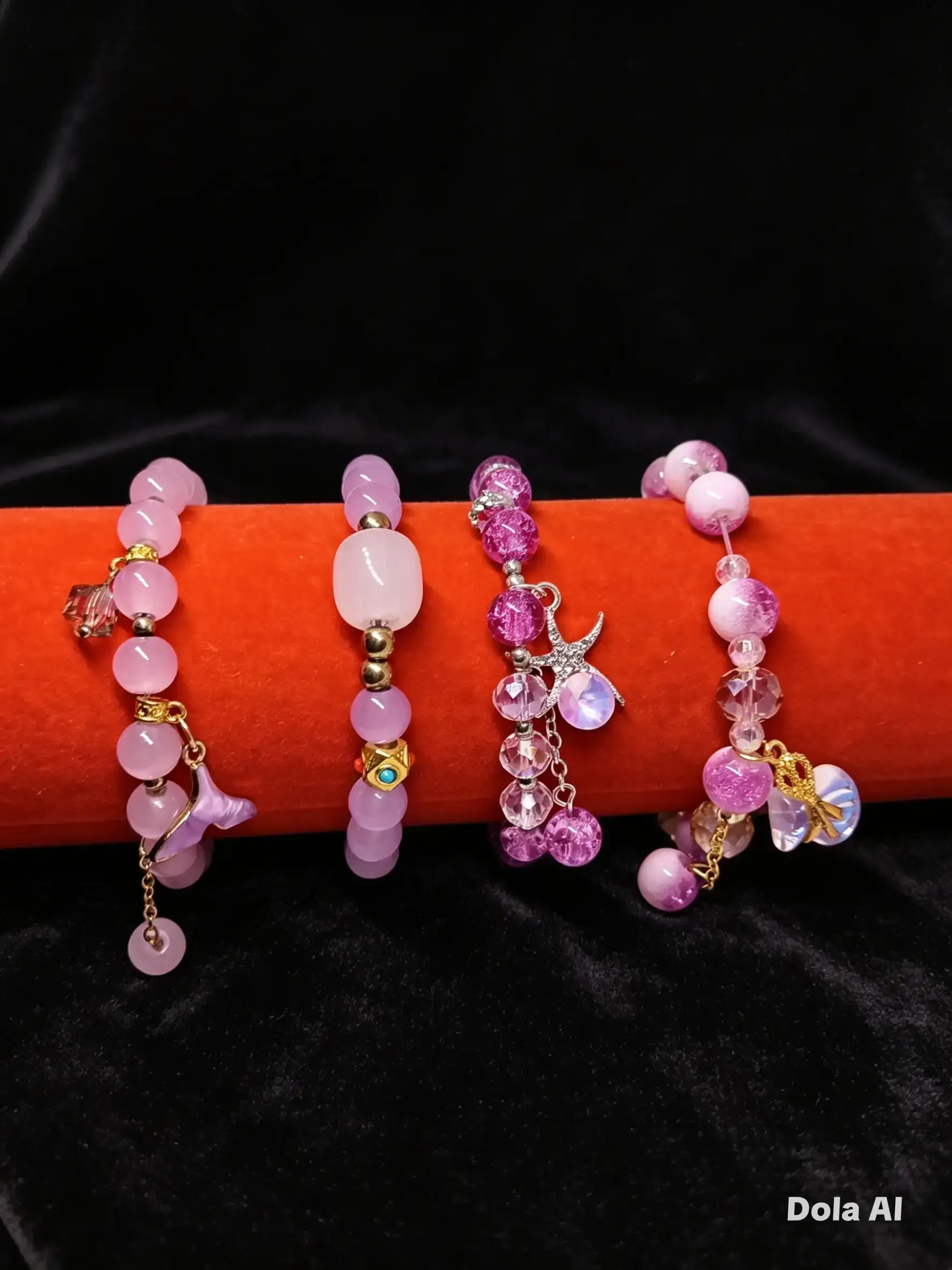 Pulseras lilas/moradas de vidrio