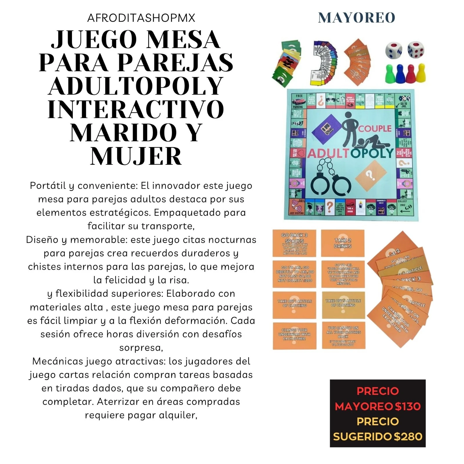 Juego Mesa para Parejas Adultopoly