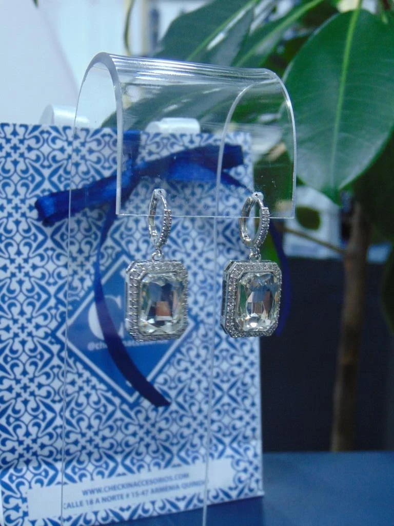 MAXI ARETE CANDONGA RODIO PLATE DIJE TIFFANI BLANCO