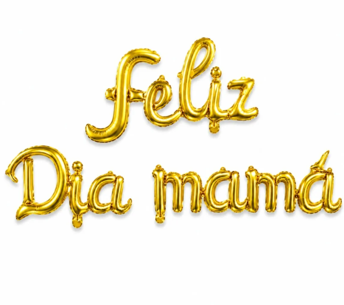 Globo metalizado frase cursiva "Feliz dia mama" 2