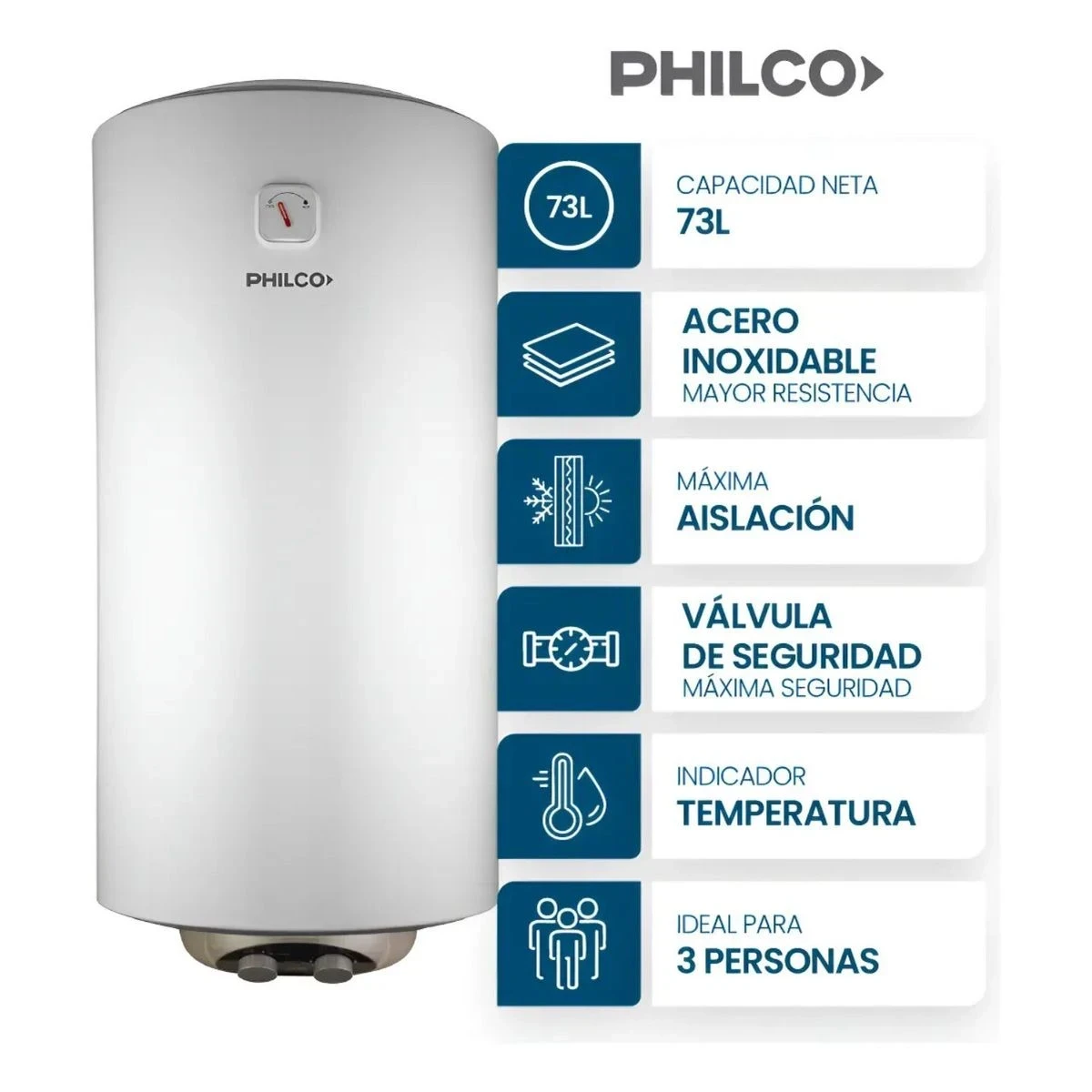 TERMOTANQUE ELECTRICO PHILCO 73 LTS CARGA INFERIOR ‼️SOLO POR PEDIDOS‼️