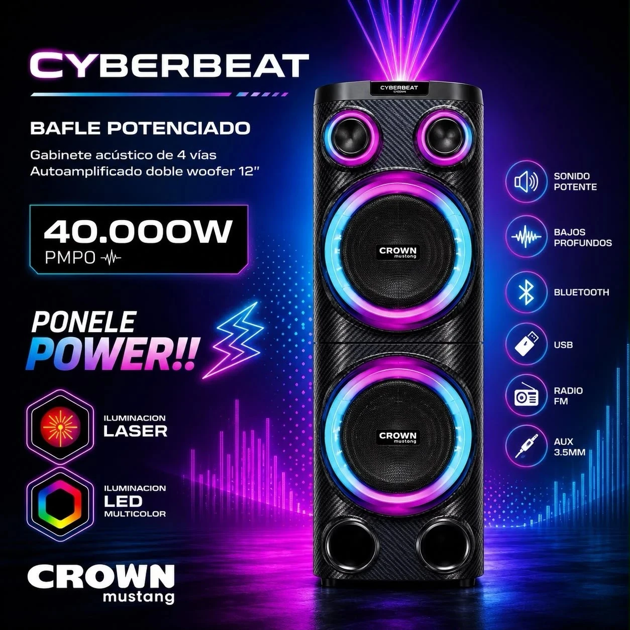 TORRE CROWN MUSTANG CYBERBEAT PONTENCIADO
