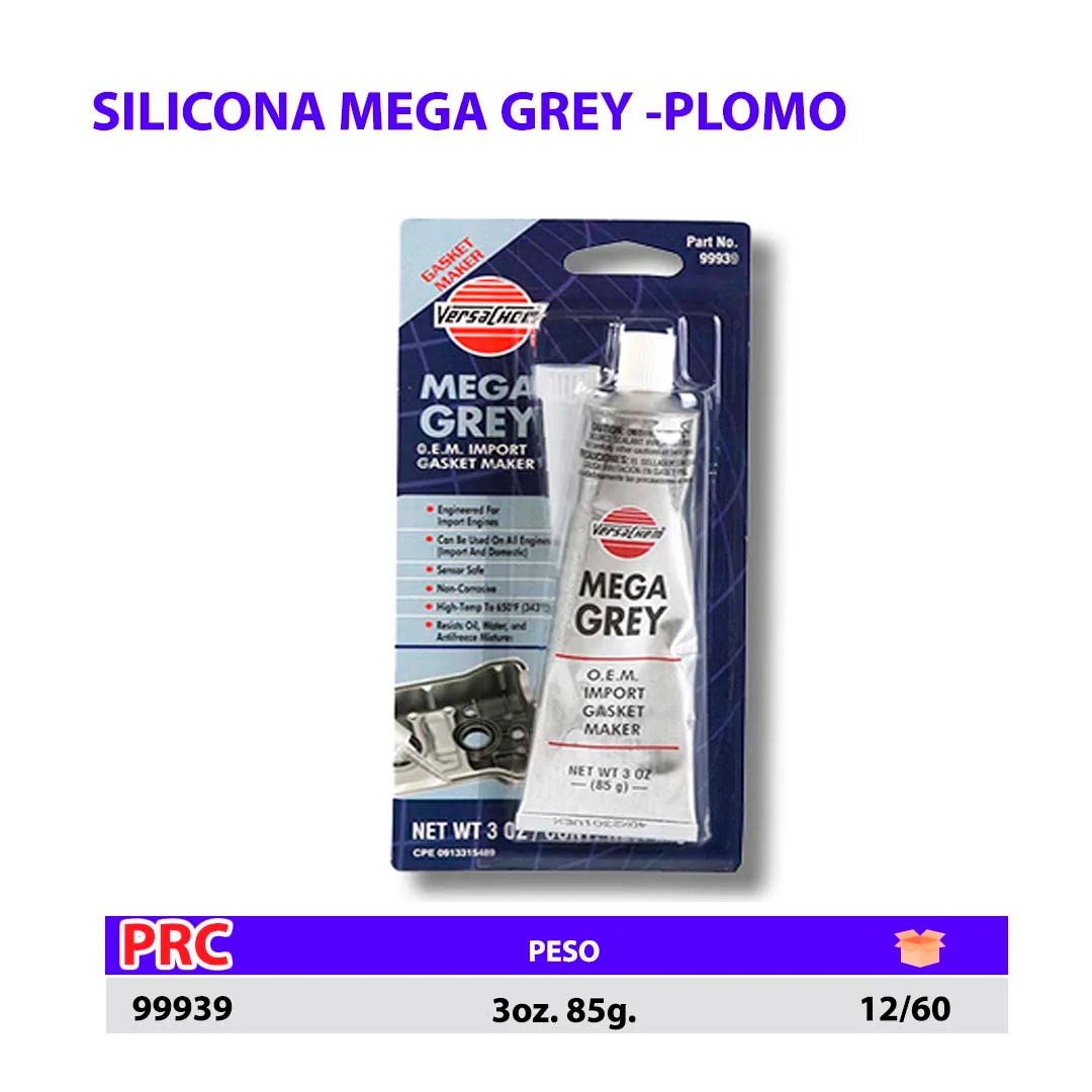 SILICONA MEGA GREY - 3oz. 85g. PLOMO