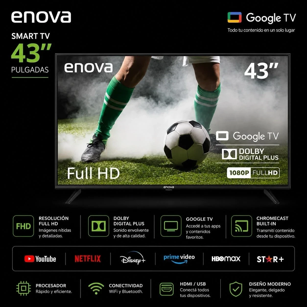 SMART TV ENOVA 43" GOOGLE TV