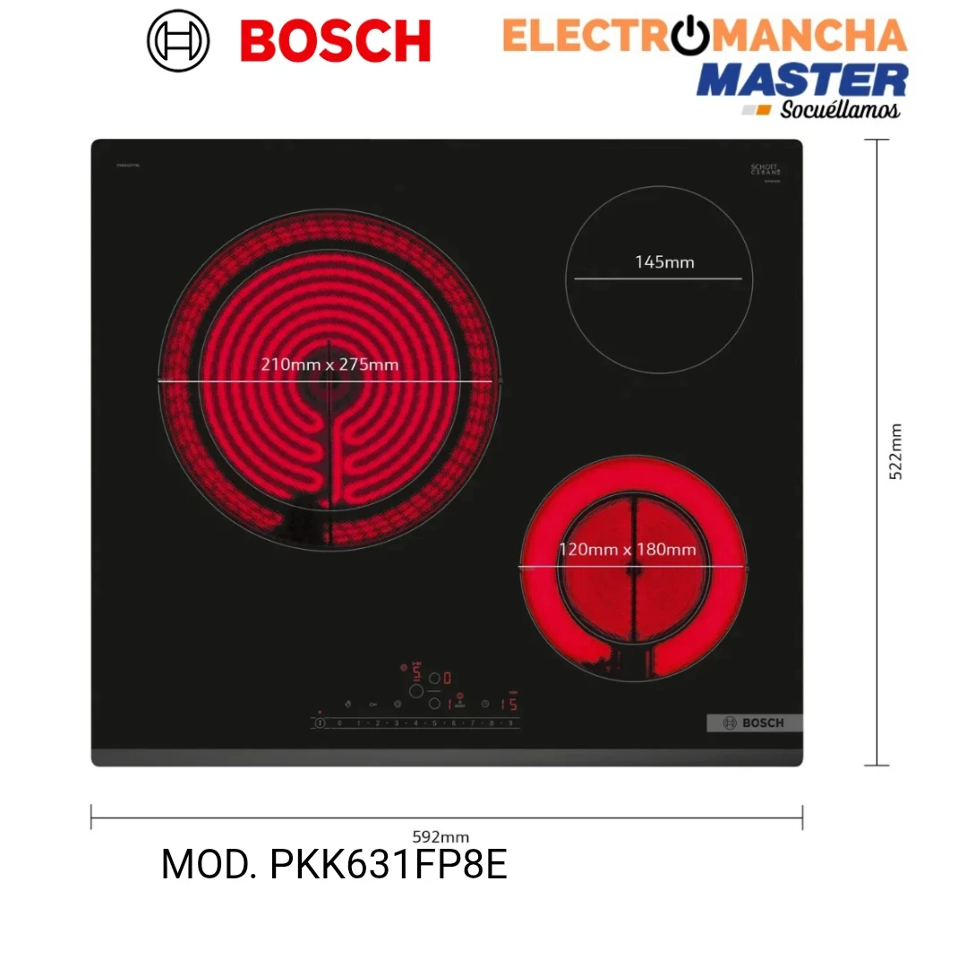 VITROCERÁMICA BOSCH PKK631FP8E 3 FUEGOS  2