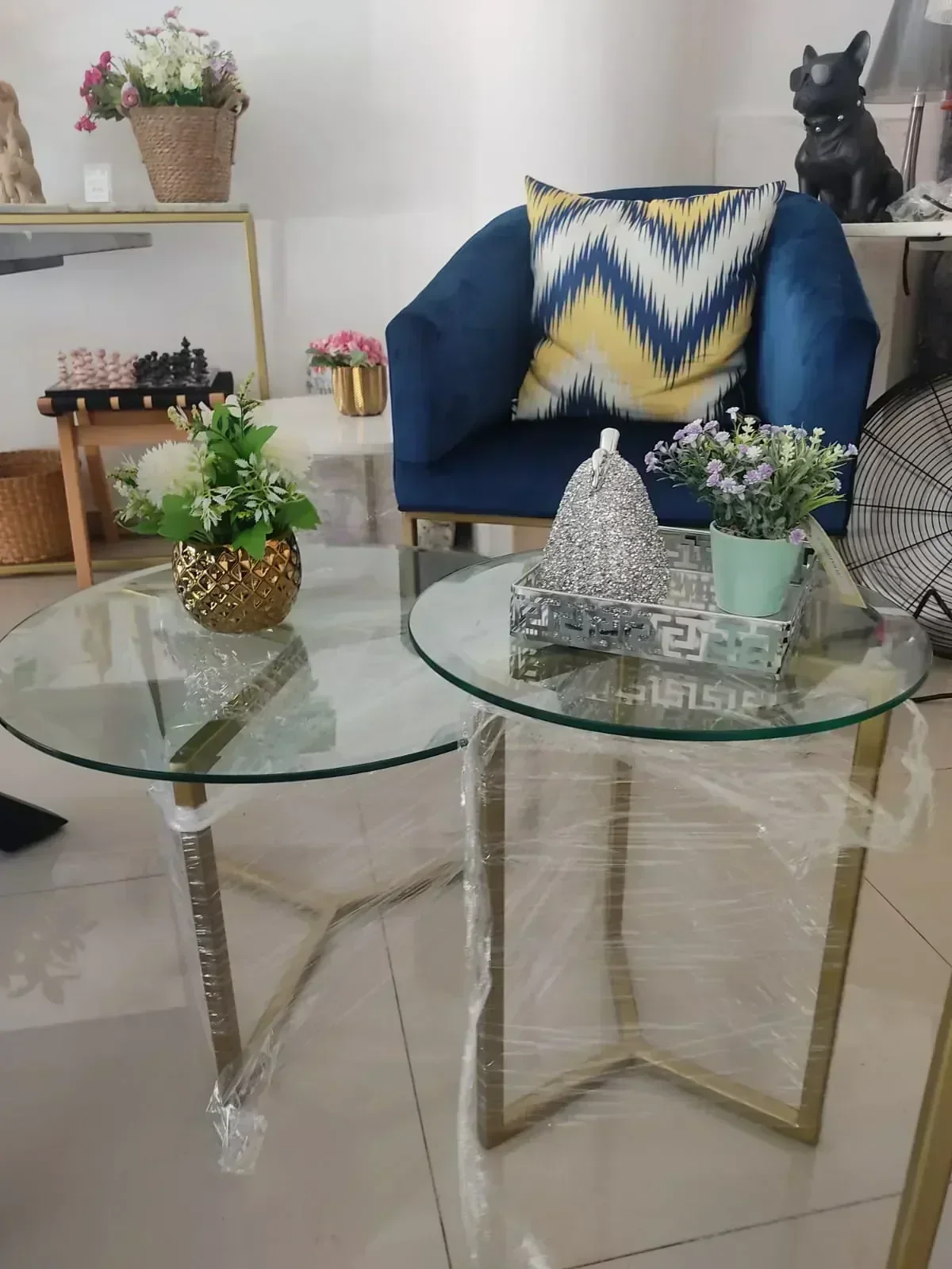 Juego de mesas Cristy  con cristal 60 y 40