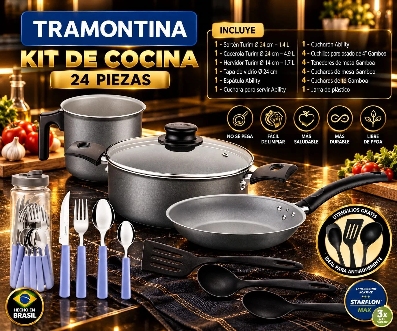 TRAMONTINA KIT DE COCINA – 24 PIEZAS *CONSULTAR DISPONIBILIDAD CON EL VENDEDOR*