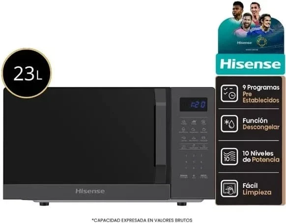MICROONDAS DIGITAL HISENSE 23 LITROS * CON GRILL* COLOR BLACK