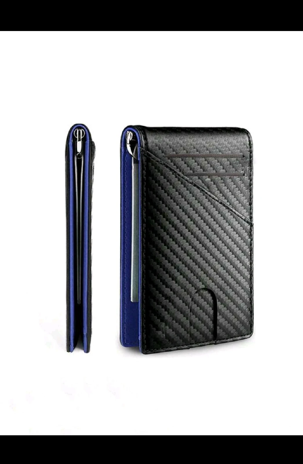 Billetera Ejecutiva Slim con Clip para Billetes y Estilo Fibra de Carbono
