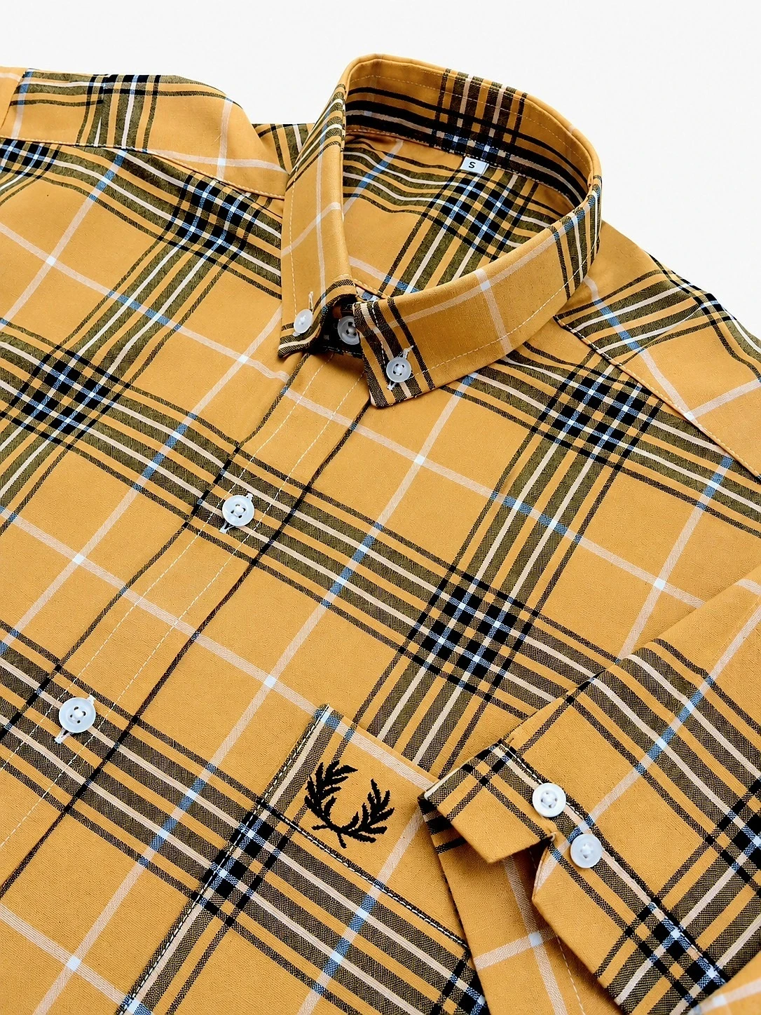 camisa cuadros amarillos amarillo con negro S 