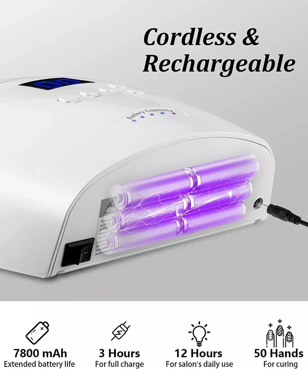 Secador Inalámbrico de Uñas Lampara UV Led 48w  5 tiempos 3