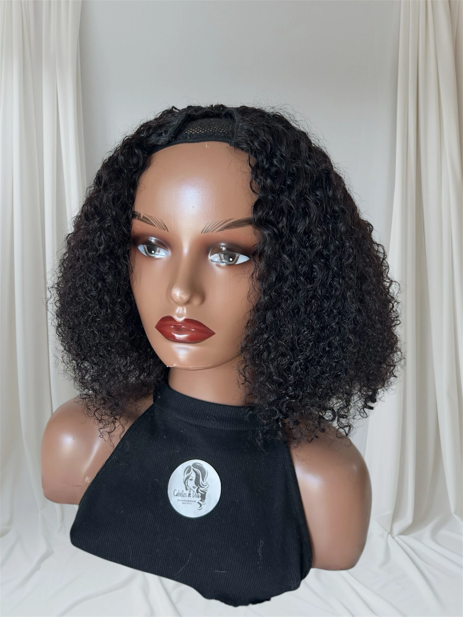 Peluca en V kinky afro de 14”, 180% densidas  3