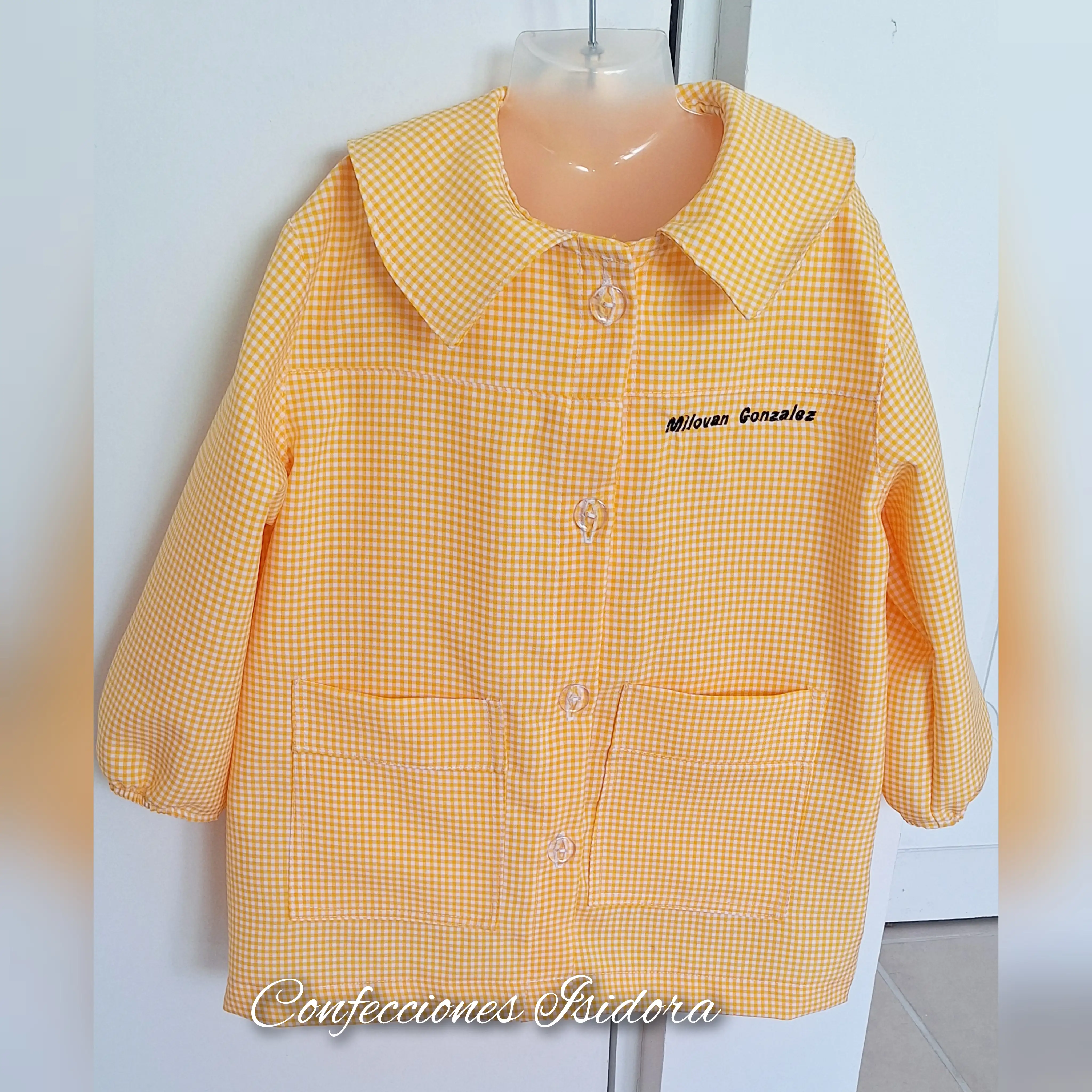 Delantal cuadrille amarillo 