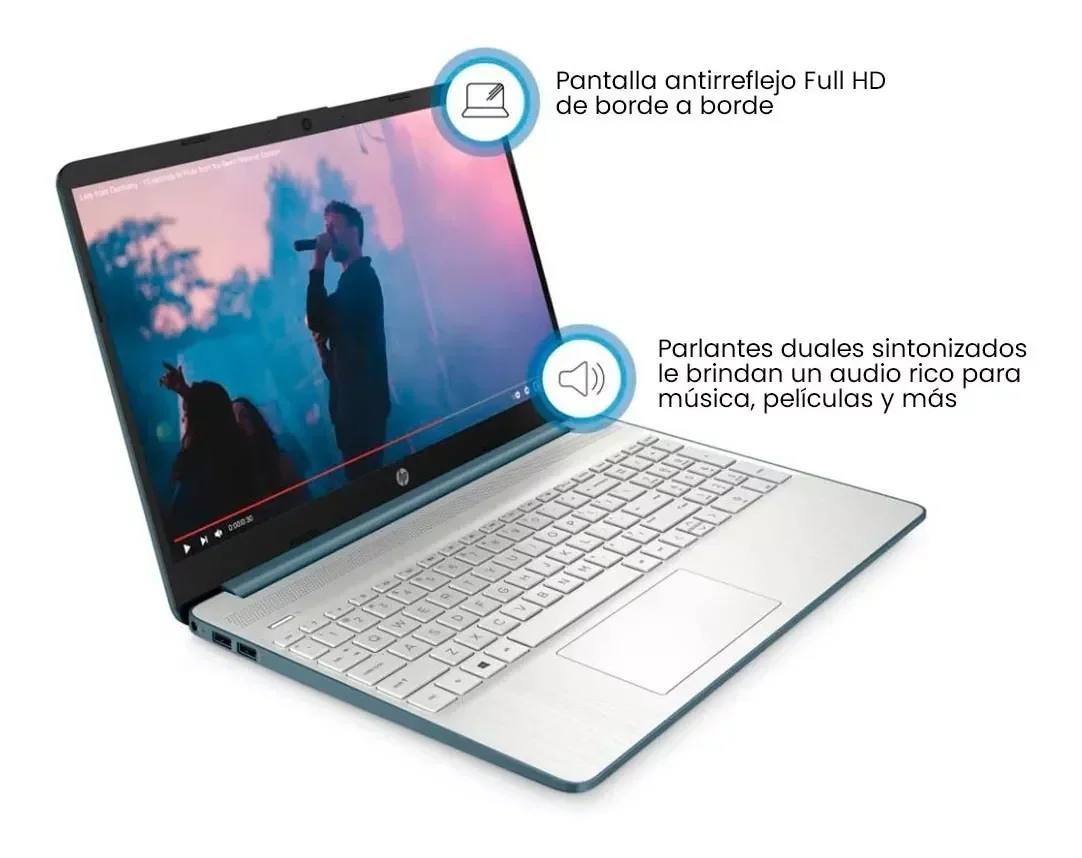 Notebook Hp Amd Ryzen 5 5500u 8gb Ram 256gb Windows 11 Home 15.6 Pulgadas Azul Full Hd 3