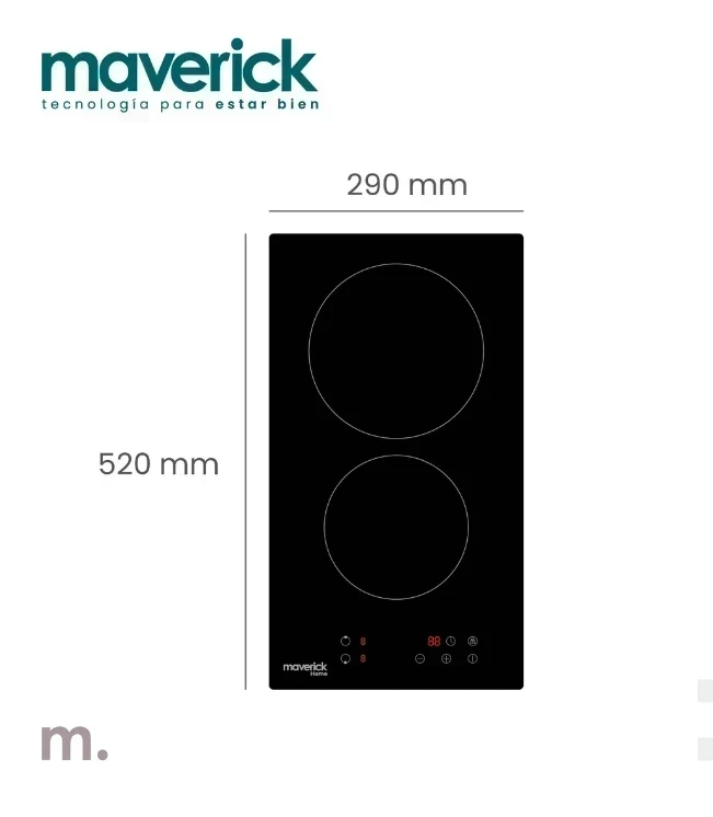 ANAFE ELECTRICO VITROCERAMICO 2 HORNALLAS MAVERICK 30CM  2