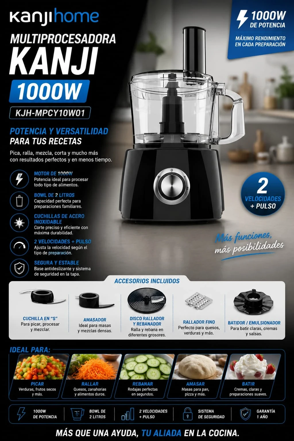 Multiprocesadora Kanji 1000W 