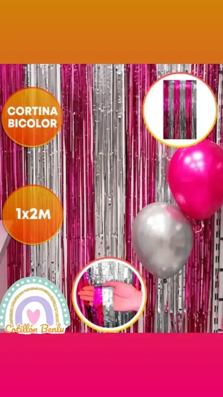 Cortina metalizada bicolor 1x2 metros (6 franjas)  3