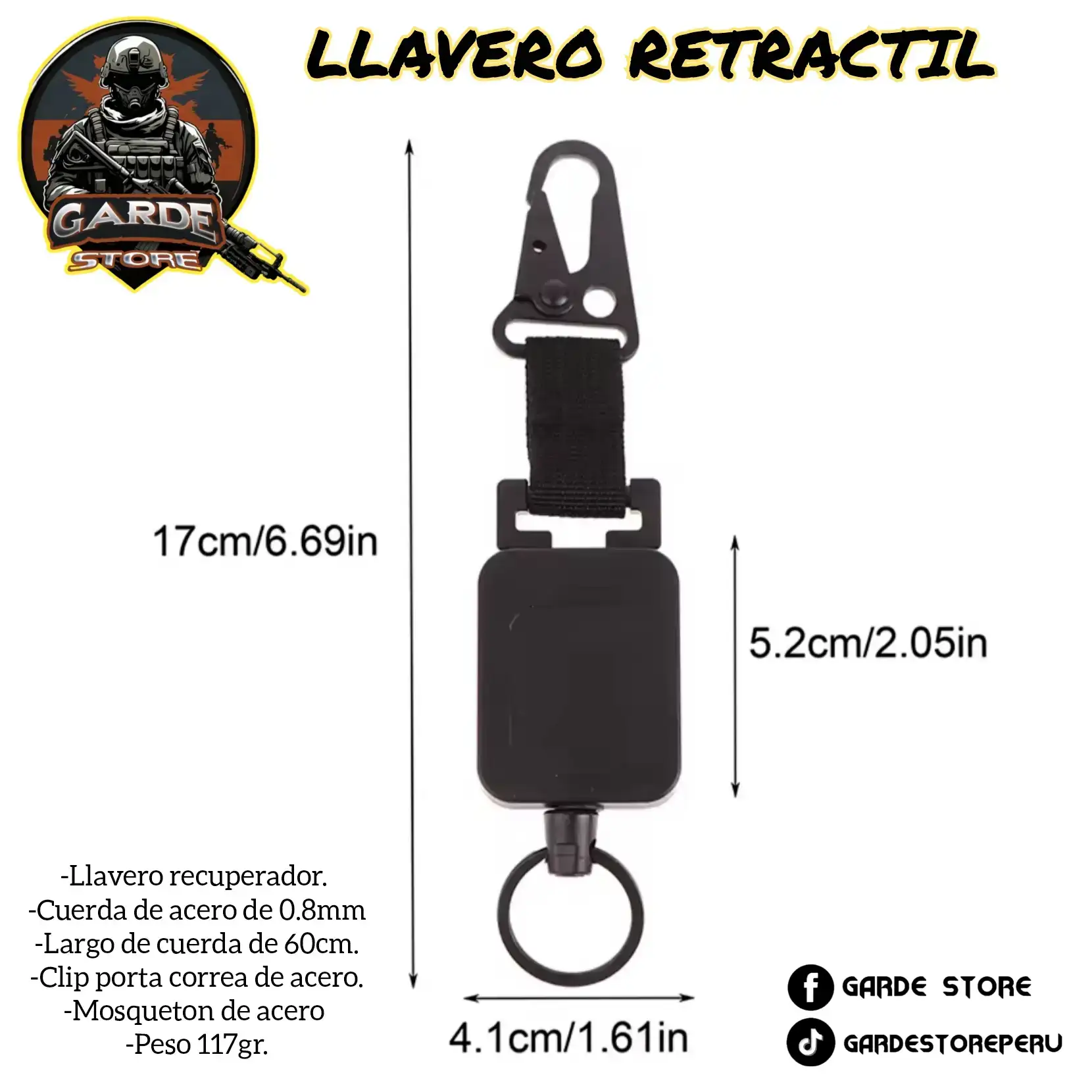 LLAVERO RETRACTIL CON CLIP DE BOLSILLO. 