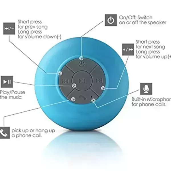 Bocina Bluetooth recargable regadera contra agua manos libres 3