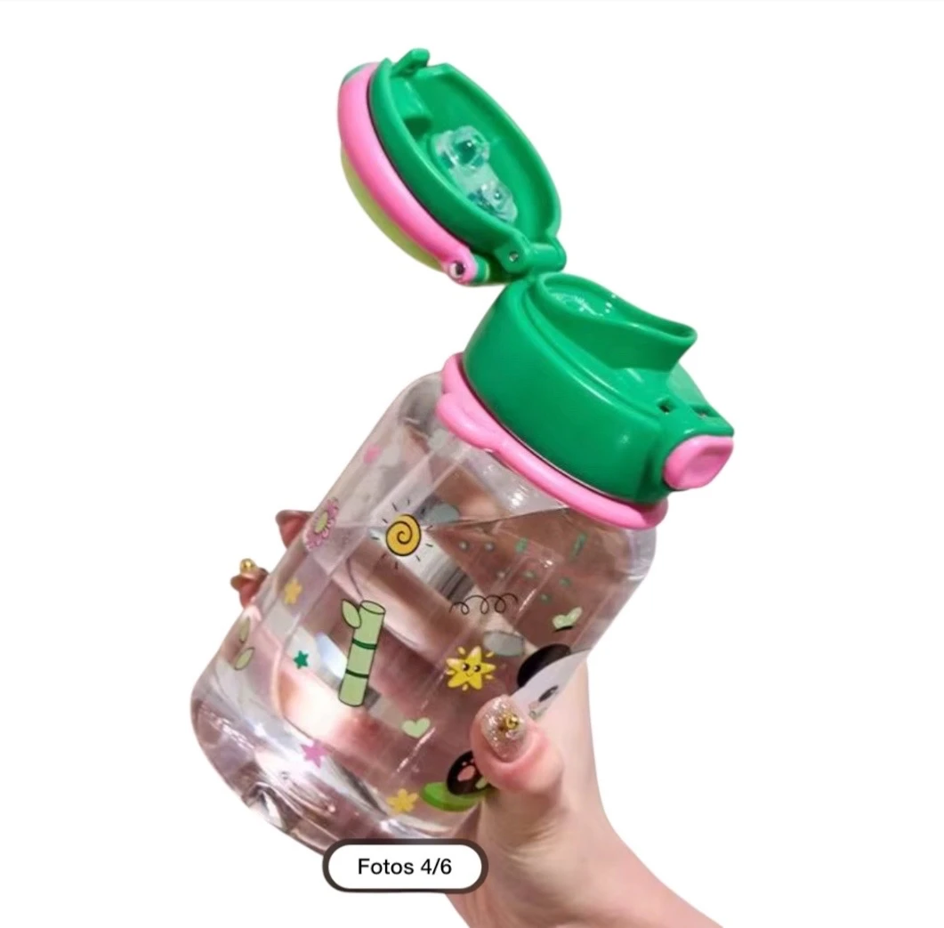 Cantimplora Infantil Kawaii Doble Boquilla con Correa Ajustable 5