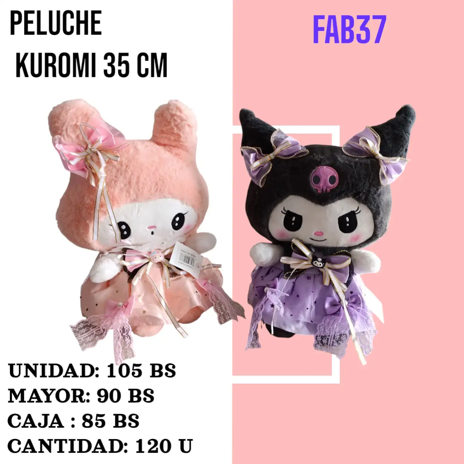 PELUCHE KUROMI 35 CM FAB37
