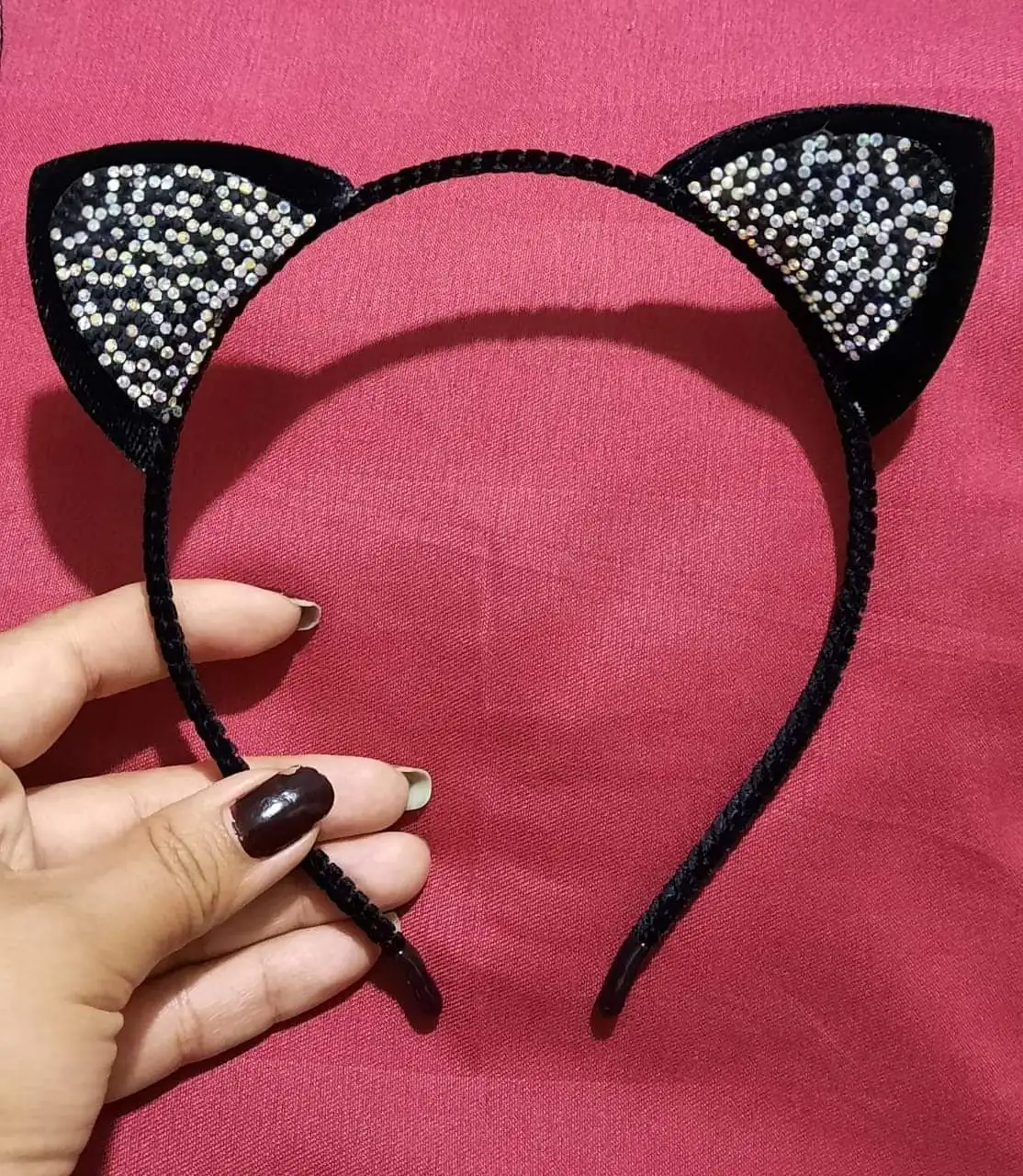 Vincha gatita con brillo negro