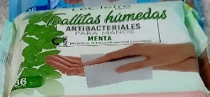 TOALLITAS HUMEDAS ANTIBACTERIALES PARA MANOS DE MENTA 36UNID.