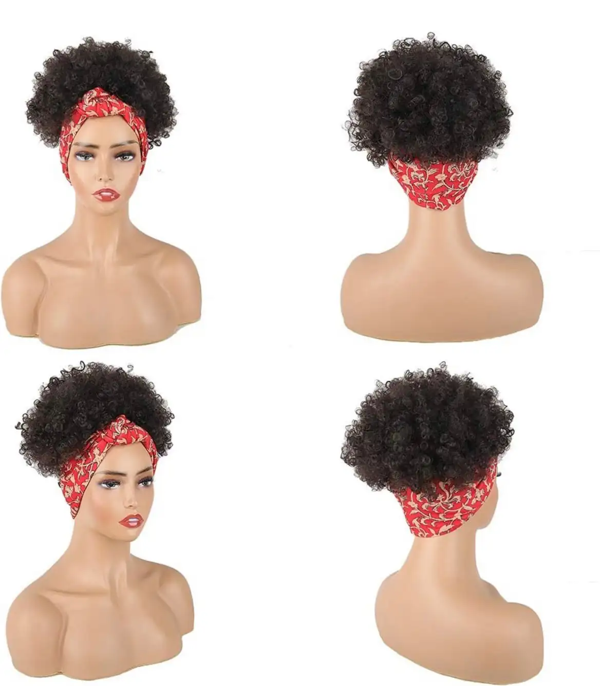 Moño castaño Afro con diadema  2