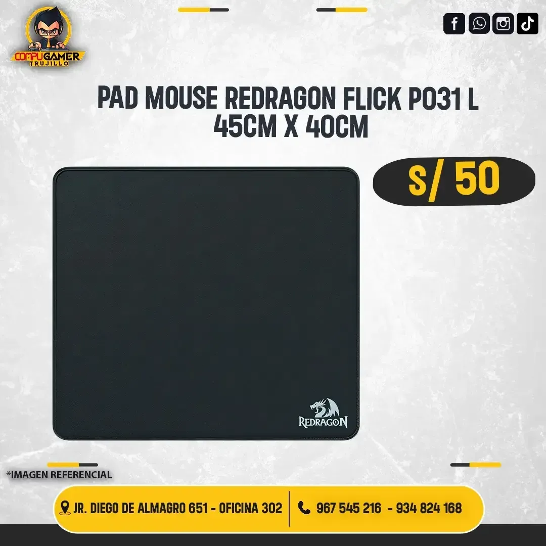 PAD MOUSE GAMER REDRAGON FLICK L P031 BLACK 