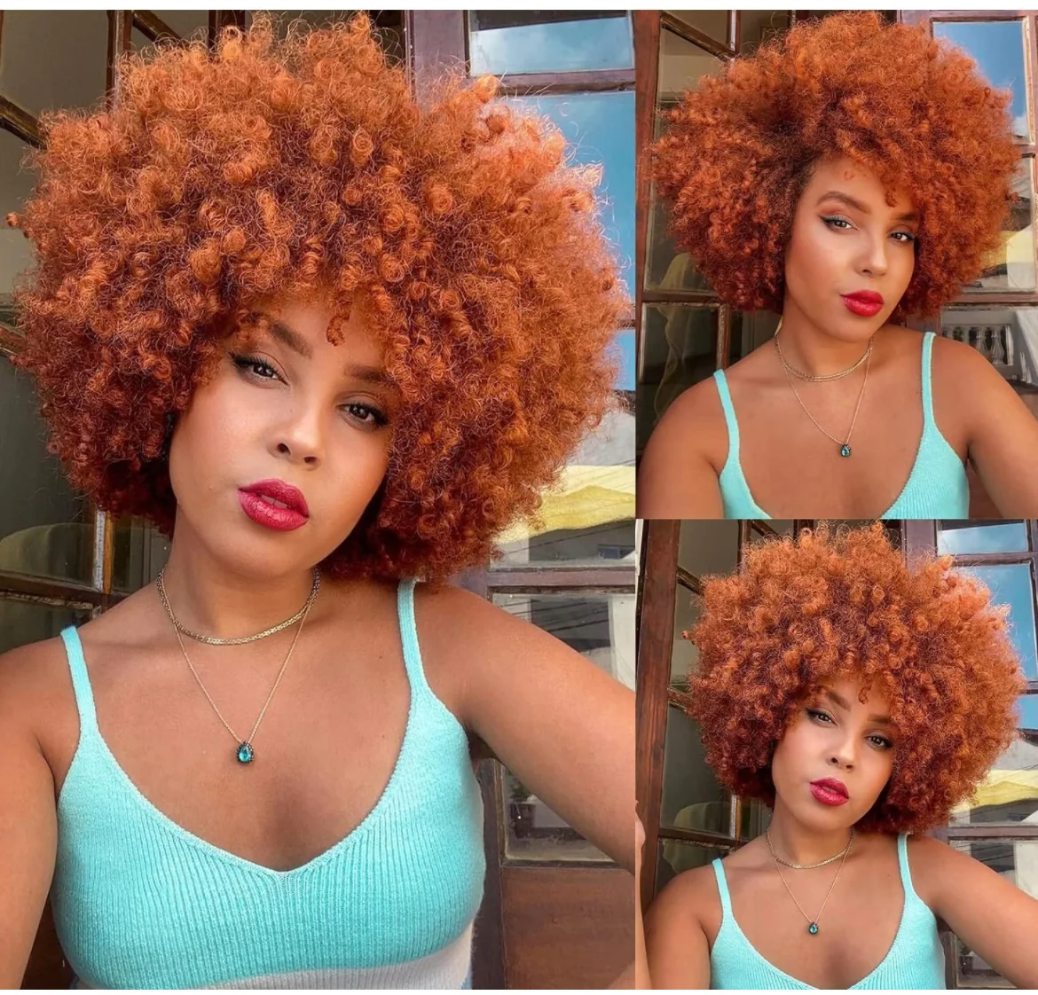 Peluca Afro ginger 