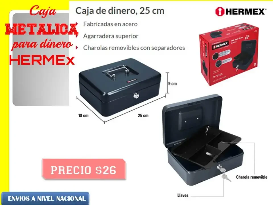 Caja metálica de seguridad para dinero 