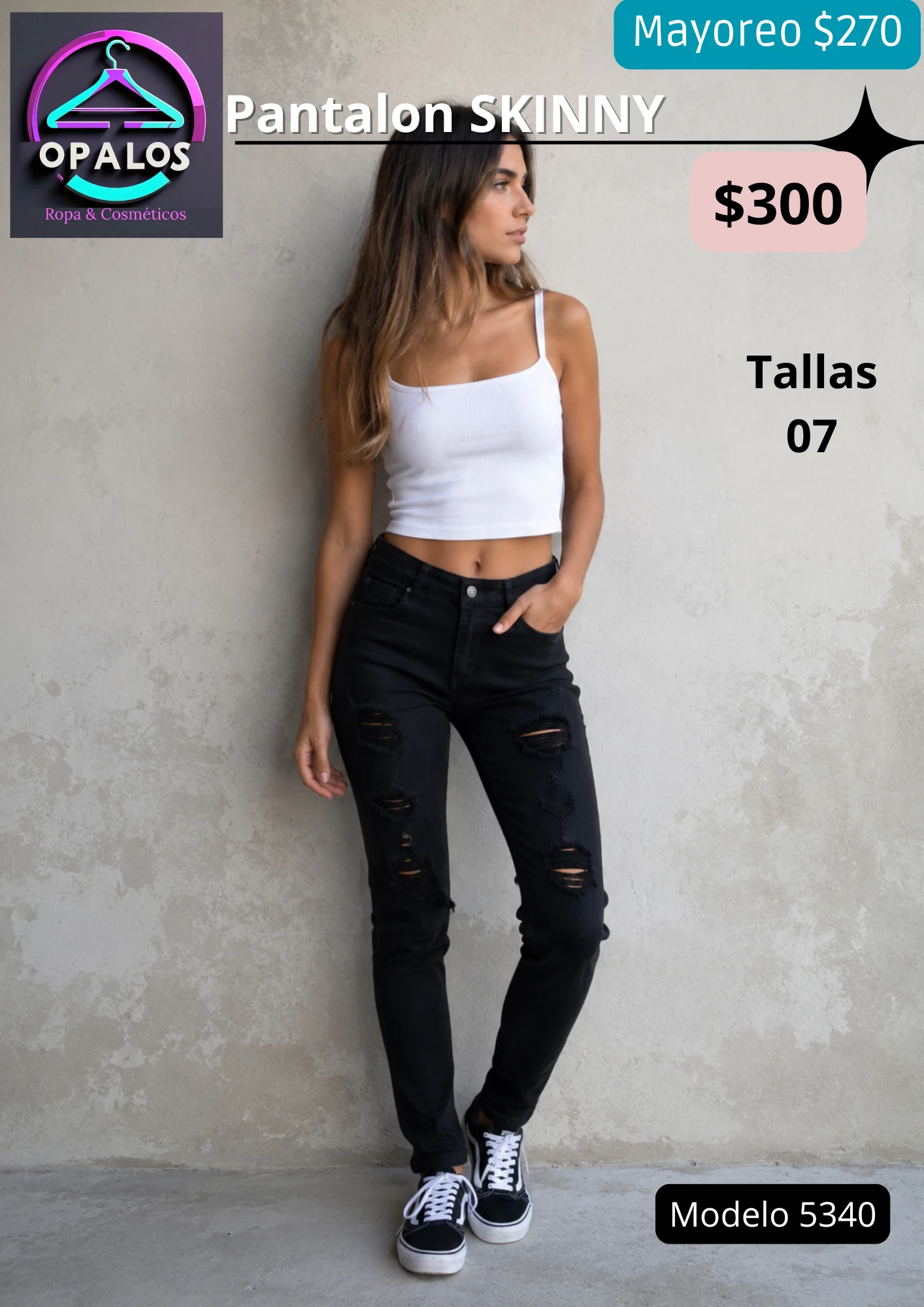Pantalon Skinny Destroyed 