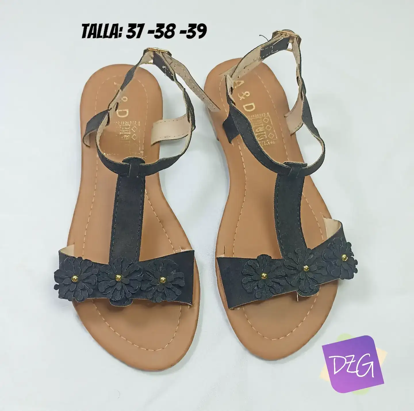 Sandalias dama de flores con agarre trasero  2