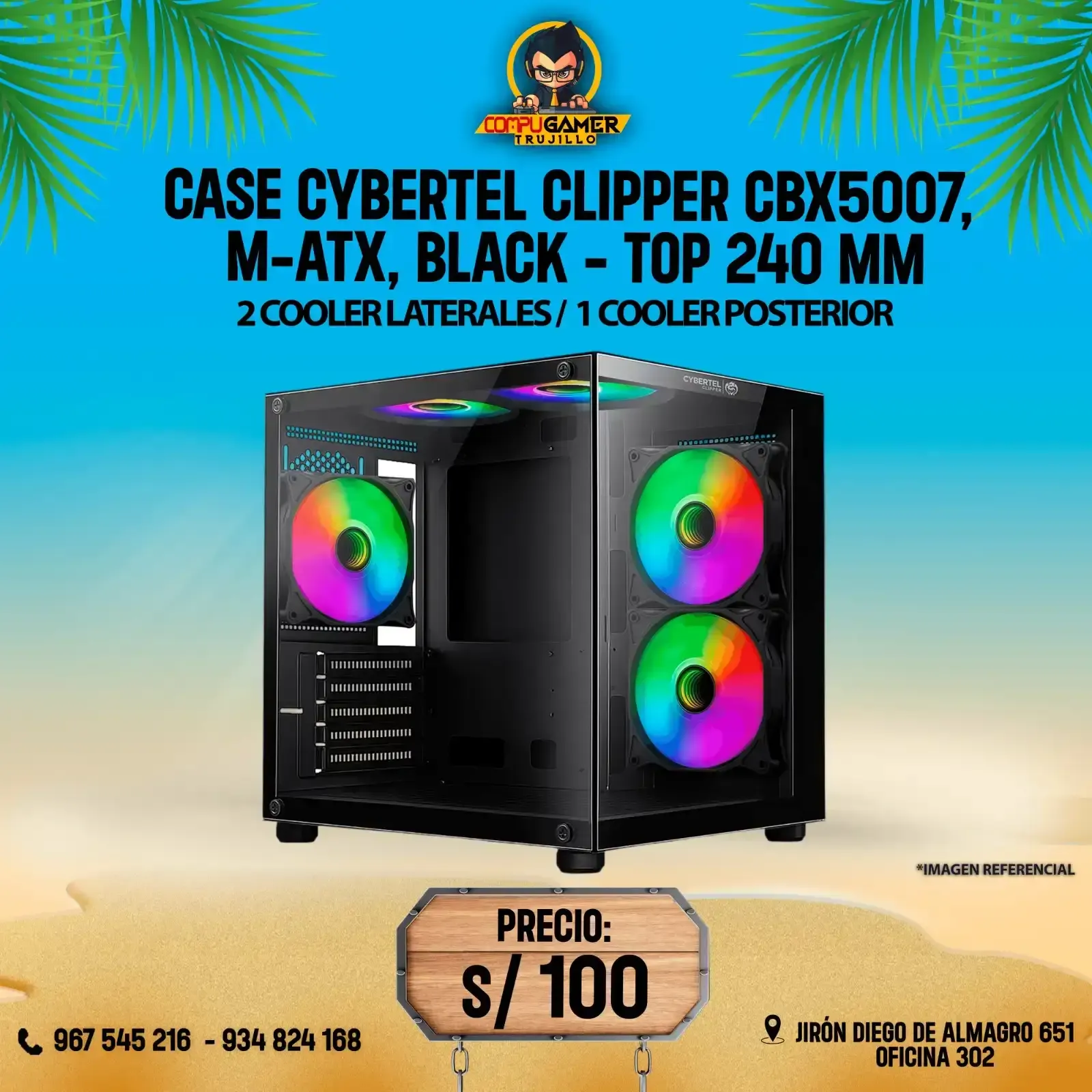 CASE CYBERTEL CLIPPER CBX5007, M-ATX, BLACK 