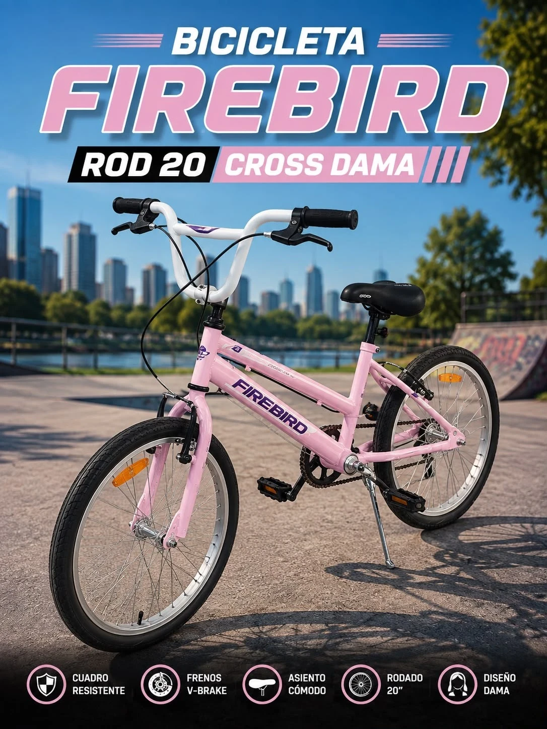 BICICLETA CROSS INFANTIL FIREBIRD R20 NENA COLOR ROSA