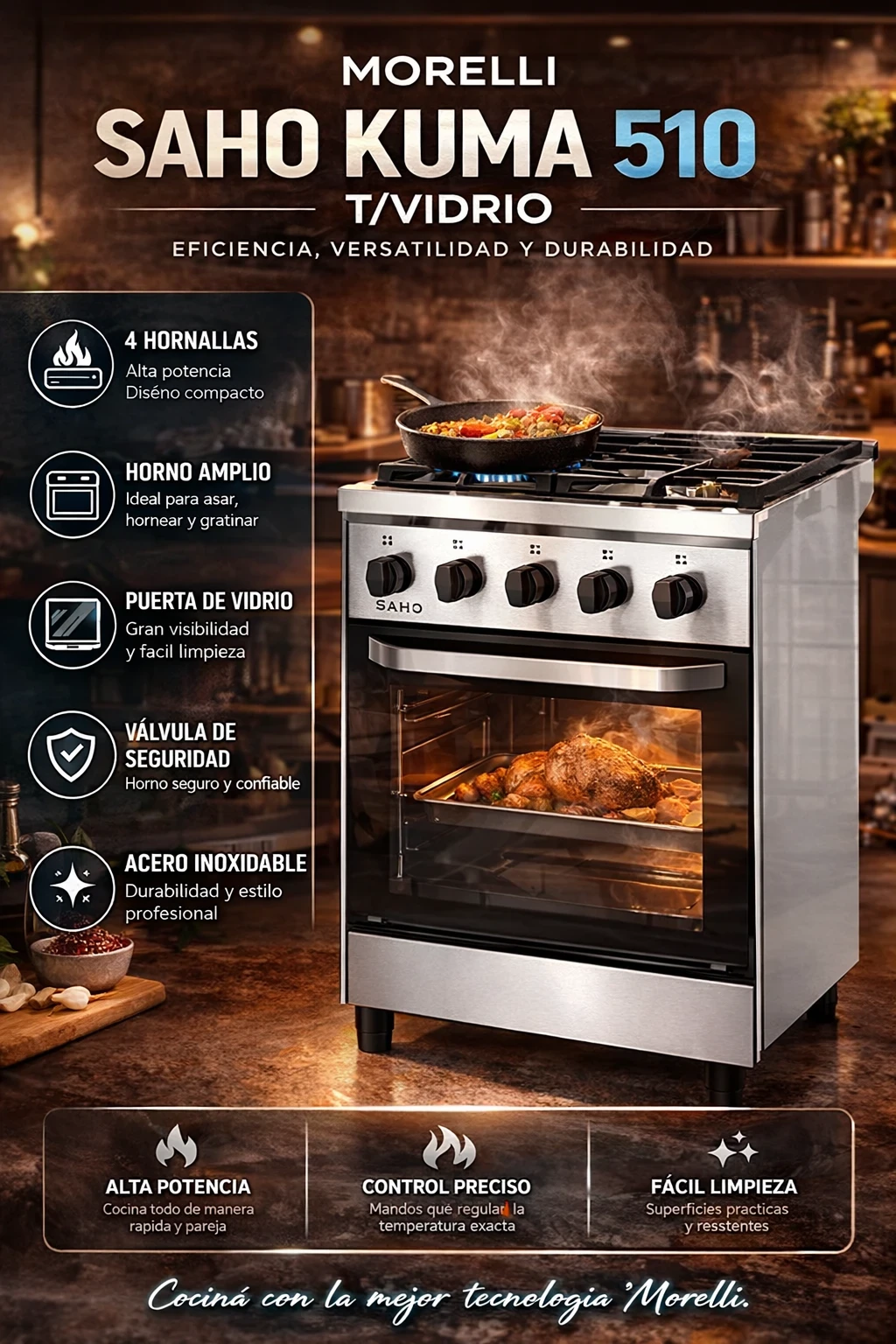 Cocina Morelli Kuma 510 Vidrio
