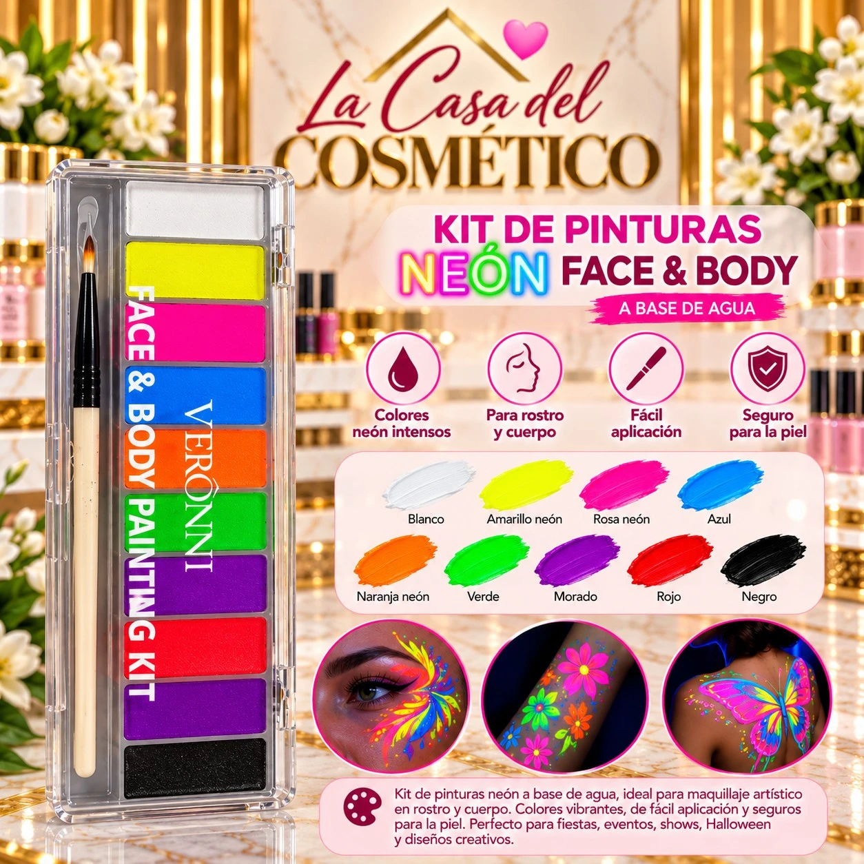 lumera fantasia neon kit de pintura facial y corporal