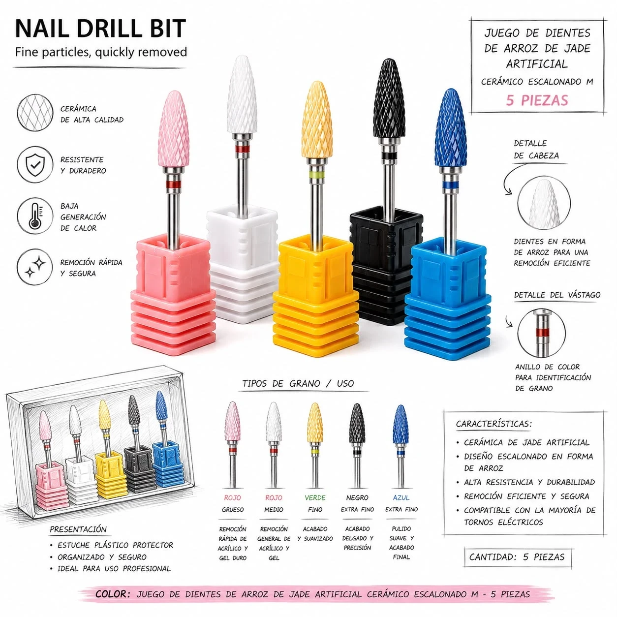 lumera beuty manicura rusa x5pcs ceramica lbs106