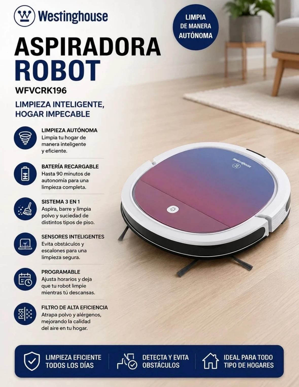 ASPIRADORA ROBOT WESTINGHOUSE