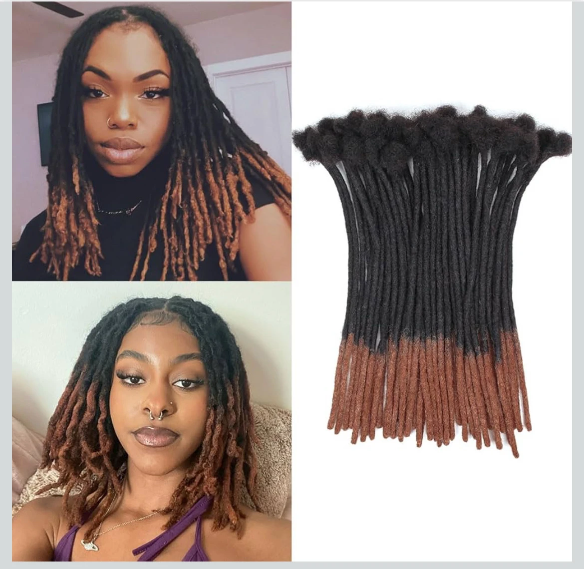 Extensiones de cabello humano con 30 hebras de 18 pulgadas, 0.2 in de ancho, extensiones de cabello 100% humano para hombres y mujeres, se pueden teñir, extensiones de rastas suaves, 1B/30
