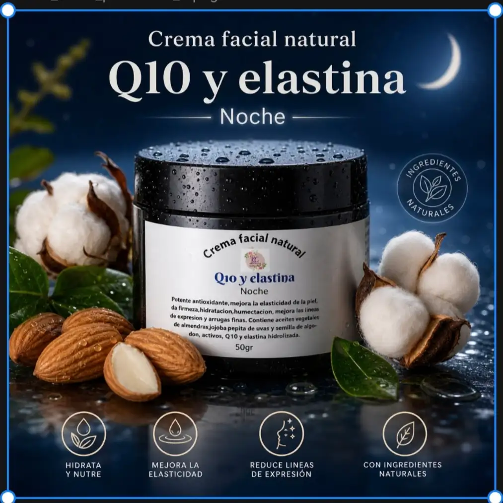 Crema facial noche Q10 y elastina 