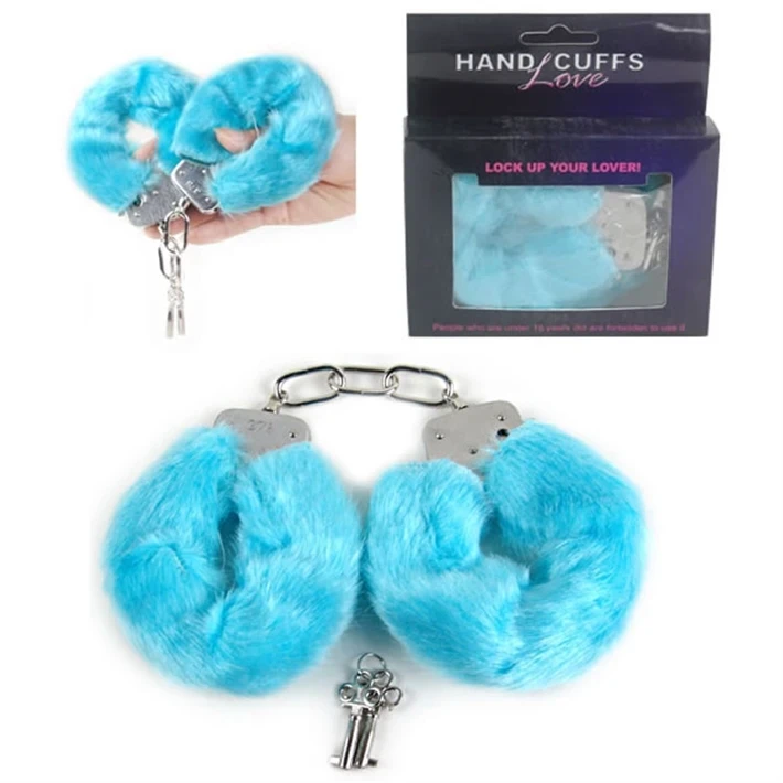Esposas de peluche color celeste