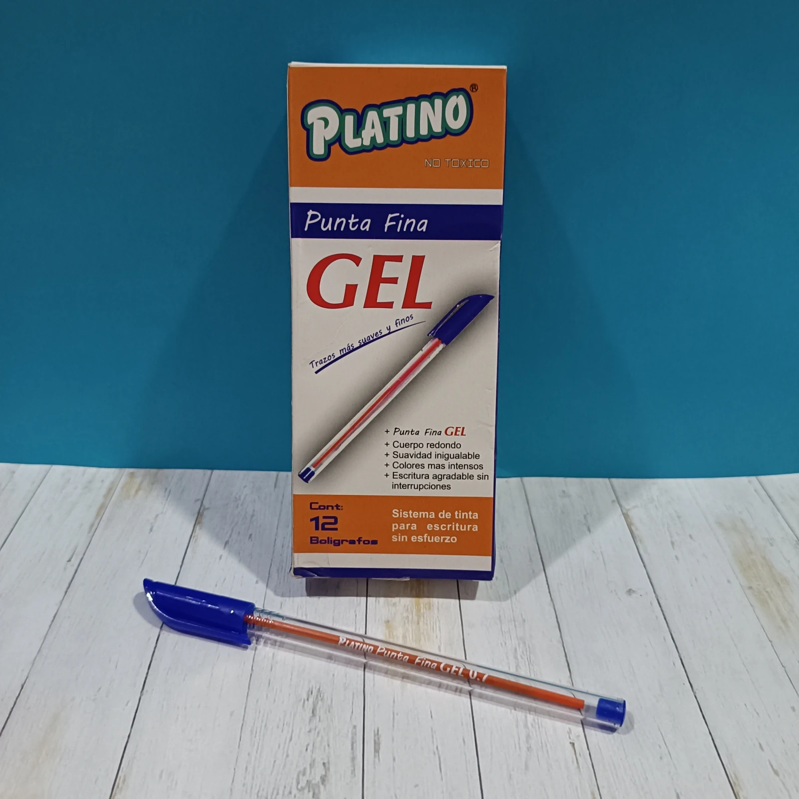 CAJA LAPICERO PLATINO AZUL 
