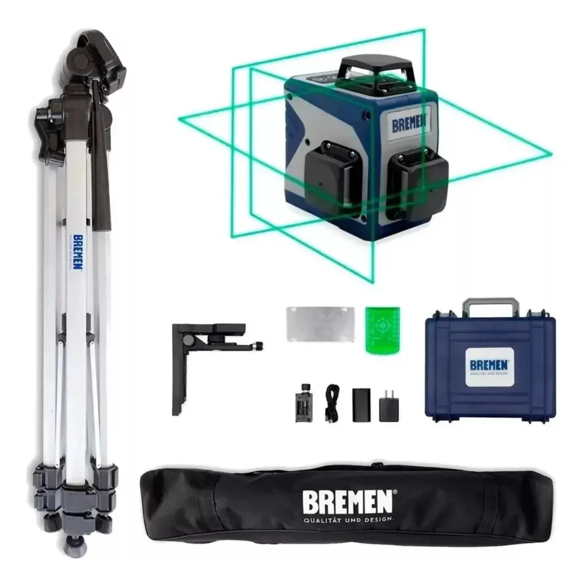 Nivel Laser 360° 3 Planos Verde 7724 + Tripode 7547 Bremen Nivel Laser 360° 3 Planos Verde 7724 + Tripode 7547 Bremen