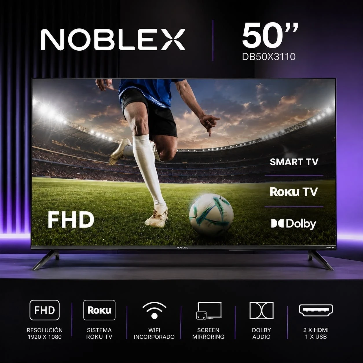 SMART TV NOBLEX 50” C/ROKU TV*