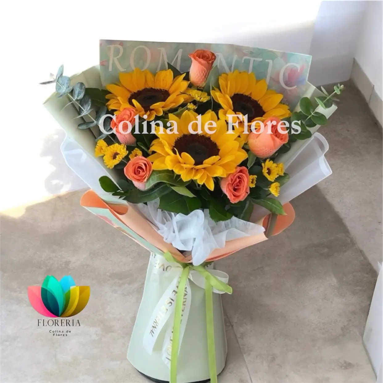 Buquet girasoles y rosas 