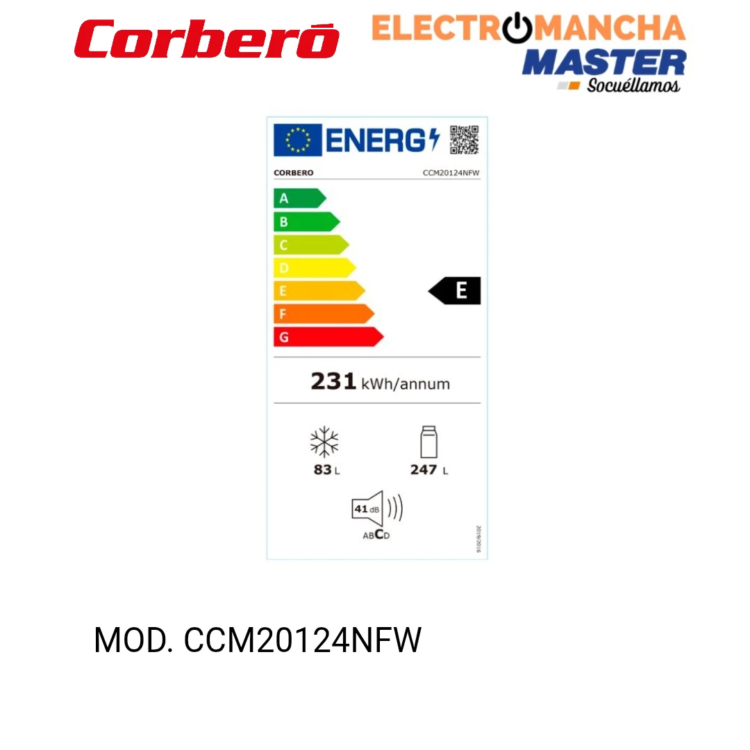 FRIGO COMBI CORBERO CCM20124NFW NF BLANCO 2,01*60 CLASE E 3