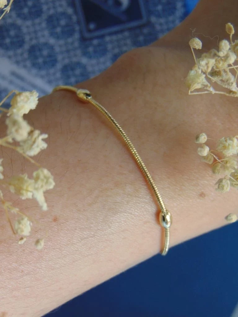 PULSERA RODIO DOR ARROCITO TALLA M 2MM | 17CM LARGO 2