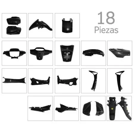 KIT PLASTICO HONDA 100 WAVE 18 PCS. [VC] -45493